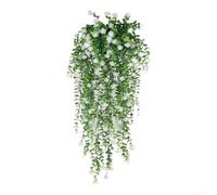 Feeshoppher Artificial Camellia Eucalyptus Hanging Vine, 30 Inch Faux Greenery Garland with Realistic Leaves for Indoor Outdoor Wall Patio Garden Home Decor, White Purple Yellow Red(1)