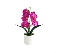 Feeshoppher Artificial Phalaenopsis Orchid Potted Plant, 29.5cm Realistic Butterfly Orchid with Soft Rubber Petals for Wedding Home Tabletop Restaurant Hotel Decor (White Dot Pink)(Deep Purple)