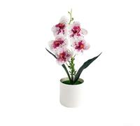 Feeshoppher Artificial Phalaenopsis Orchid Potted Plant, 29.5cm Realistic Butterfly Orchid with Soft Rubber Petals for Wedding Home Tabletop Restaurant Hotel Decor (White Dot Pink)(White Spot Powder)