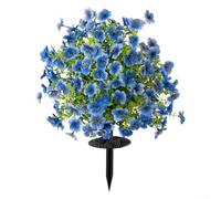 Feeshoppher Artificial Violet Flowers with Eucalyptus, 56x40cm Faux Silk Daisy Bouquet with Disc Base, Realistic Purple Blue Fake Floral Arrangement for Wedding Yard Lawn Outdoor Ind(4)