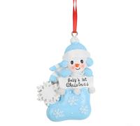 Feeshoppher Baby's First Christmas Ornament 2025, DIY Resin Pendant with Name and Year, Personalized Keepsake for New Parents, Red Pink Blue Decor for Holiday Tree(blue socks)