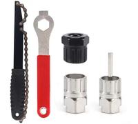 Feeshoppher Bicycle Chain Whip Tool with Bottom Bracket Remover and Crank Puller, Professional Bike Repair Kit for Cassette Freewheel Removal, Carbon Steel Construction with Ergonom(5 black)