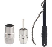 Feeshoppher Bicycle Chain Whip Tool with Bottom Bracket Remover and Crank Puller, Professional Bike Repair Kit for Cassette Freewheel Removal, Carbon Steel Construction with Ergonom(3 black)