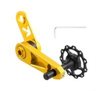 Feeshoppher Bike Chain Tensioner Single Speed Oval Chainring Converter with Floating Pulley Spring Adjustment for Mountain Road Cycling, Aluminum Alloy Stainless Steel, Black(Gold)