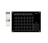 Feeshoppher Black Acrylic Magnetic Weekly Planner Board for Fridge with Transparent Erasable, 6 Rewritable Whiteboard Pens, Monthly and Weekly Calendar Organizer, Smooth (for A3)