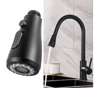 Feeshoppher Black Kitchen Faucet Pull Out Spray Head Replacement ABS Electroplated Nozzle for Mixer Tap Easy Install with Standard 3.94 x 2.09 Inch Size Sleek Modern Design Anti Rust Lig