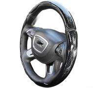 Feeshoppher Carbon Fiber Pattern Steering Wheel Cover for Cars - Glossy Finish, Ultra-Thin Non-Slip Design, ABS + PU Material, 18 x 38 x 4.5 cm, 3-Pack(Black)