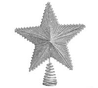 Feeshoppher Christmas Tree Top Star Christmas Tree Topper, Glittered Hollow Christmas Tree Topper Star For Christmas Tree Ornament(30silver cotton)