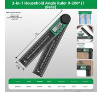 Feeshoppher Digital Angle Finder Ruler with LCD Display Precision 0.1 Degree Accuracy 0 to 360 Degree Range Premium Nylon Construction Metric and Inch Units Auto Off Battery for Woo(A)