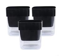 Feeshoppher Double Layer Plastic Flower Pot with Water Reservoir for Hydroponics and Soil Gardening, Self Watering Set of 3, White and Black Indoor Outdoor Planters, 16cm Di(black)