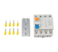 Feeshoppher FI Residual Current Circuit Breaker 63A 30mA 4-Pin Type B with High Frequency AC and Low DC Fault Current Protection, Flame Retardant ABS Housing, IP20 Rated Safety for