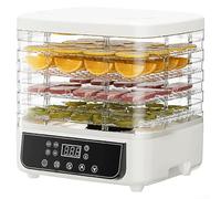 Feeshoppher Food Dehydrator 6 Tray Adjustable Temperature Control and Timer Efficient Drying Preserves Nutrients for Fruits Vegetables Meat Herbs Space Saving Vertical Design Dishwasher