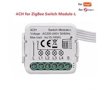 Feeshoppher For Tuya Smart Light Switch Module 230V No Neutral Wire Needed Voice and App Controlled Smart Lighting with Remote Group Multi Room Scheduling Energy Saving ABS W(4CH)