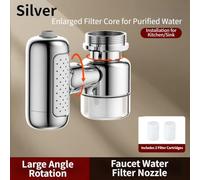 Feeshoppher Four Function Faucet Aerator with Waterfall Aerated Mist and Jet Streams 360 Degree Rotating Splash Proof Filter Bubbler for Kitchen and Bathroom Sink ABS Copper Silver 4.8x7