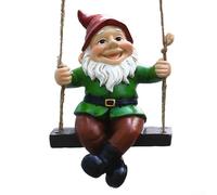 Feeshoppher Garden Gnome Statues Resin Hanging Swing Dwarf Sculptures El-f Pendant Art Crafts Garden Gnome Statue Ornaments Garden Gnomes Outdoor Fairy Gardens Accessories Gnome Garden Decor