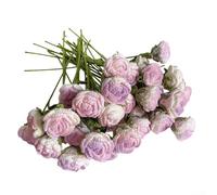 Feeshoppher Hand Woven Rose Bouquet Artificial Flowers Crochet Cotton Thread Decor for Home Wedding Party Centerpiece Easy Care No Watering Required (Green)(purple)