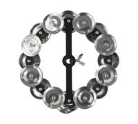 Feeshoppher Hihat Tambourine Professional HiHat Tambourines Drum Cymbal Attachment with Steel Bells Musical Percussion Instrument Black Frame 14cm Diameter HiHat Mounted Tambourines for Drummers