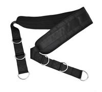 Feeshoppher Home Gym Leg Press and Rowing Strap Belt 128 x 10 cm Adjustable Polyester with Buckle Connection for Resistance Band or Pulley Workouts, Black, Ideal for Indoor Training,