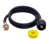 Feeshoppher Hose Adapter with Regulator, 4FT Triple-Layer Rubber Gas Conversion Tube, Type 1 Connector for Grills Stoves Fire Pits, Manual Airflow Control, Black(4 inch)