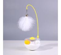 Feeshoppher Interactive Tumbler Cat Teaser Toy with 360 Degree Shaking Feather Wand and Catnip Ball Enriching Playtime for Indoor Cats Stimulates Hunting Instincts Encourages Active(White)