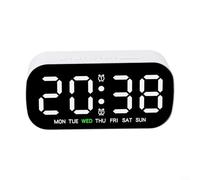 Feeshoppher LED Digital Alarm Clock with Dual Alarm and Snooze, Voice Activated Display Showing Date Week Temperature, Adjustable Brightness for Table or Wall Mount, White, Rose Red(White)