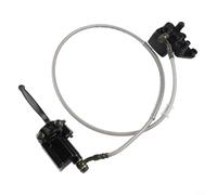 Feeshoppher Left Hydraulic Rear Hand Brake Master Caliper Cylinder Assembly for 50cc-140cc ATV, Dirt Bike, Quad, Go Kart, and Buggy - Steel Alloy & PVC Construction, 1020mm Oil Pipe