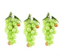 Feeshoppher Lifelike Artificial Grapes Decorative Bunch 5PCS Green PVC Realistic Fruit for Wedding Party Home Market Display Classroom Teaching Props Vine Garland Hanging Decor