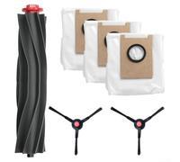Feeshoppher Main Roller Side Brush Dust Bags Kit for Eufy 3 in 1 E20 Robot Vacuum Cleaner Replacement Set with Plastic Nylon Microfiber Parts Including One Main Roller Two Side Brushes T