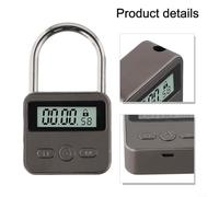 Feeshoppher Metal Electronic Timer Padlock with LCD Display, Adjustable Countdown Up to 99 Hours 59 Minutes, Rechargeable Lock with Built-in Smart Chip and Alarm Reminder for Home,