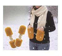 Feeshoppher Mozzarella Cheese Design Scarf Soft Plush Warm Winter Wrap with Built In Hand Pockets Stylish Fluffy Knitted Beige and Yellow Handcrafted Accessory for Outdoor Cold Weather S