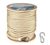 Feeshoppher Nylon Boat Anchor Line 50ft or 100ft, 5/8 Inch Marine Rope with 316 Stainless Steel Thimble, Heavy Duty Dock Line for Yacht Fishing Boat Mooring, Black(100ft platinum+gourd)