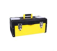 Feeshoppher Portable Lockable Tool Storage Box with Removable Tray and Multiple Compartments, Stainless Steel ABS Construction for Organizing Hand Tools, Power Tools and Accessories,(17inch)