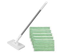 Feeshoppher Reusable Dust Mop with 39 Inch Long Handle and Reusable Microfiber Cloth Pads for Wet or Dry Cleaning on Hardwood Tile and Laminate Floors with Locking Head and Slim Pro(mop + rag X 5)