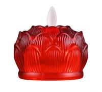Feeshoppher Reusable LED Lotus Buddha Lamp for Home Decoration, Red Plastic Temple Worship Altar Light with Ambient Glow for Meditation Spaces and Night Light Use, Op(Transparent red)