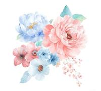 Feeshoppher Romantic Flowers PVC Wall Sticker Self-Adhesive Mural Art Decal for Bathroom Toilet Seat Fridge Cupboard Living Room Bedroom Wedding Party Decoration, Colourful Floral D(D)
