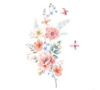 Feeshoppher Romantic Flowers PVC Wall Sticker Self-Adhesive Mural Art Decal for Bathroom Toilet Seat Fridge Cupboard Living Room Bedroom Wedding Party Decoration, Colourful Floral D(E)