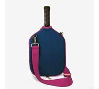 Feeshoppher Rubber Pickleball Racket Cover Side Type Waterproof Pickleball Racket Protector Bag Tennis Shoulder Bag Neoprene Pickleball Racket Sleeve Paddle Storage Bag(Dark Blue)