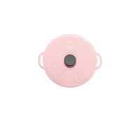 Feeshoppher Silicone Pot Lid Set Multi Size Spill Proof Oil Resistant Food Saver Cover for Microwave Stovetop and Oven with Heat Resistant Handles and Space Saving Design for Cookin(Pink)