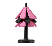 Feeshoppher Silicone Tree-Shaped Trivet Set of 3, Heat-Resistant Mat for Hot Dishes, Bowls and Pans, Foldable Kitchen Coaster, 21 x 9 cm, Black and Pink