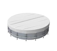 Feeshoppher Silver Round Pool Cover 210D Waterproof Solar Heating Blanket for Outdoor Inflatable Framed Pools Trampolines Pet Pools Debris Dust Protection with Drawstring 6FT 8FT 12(8FT)