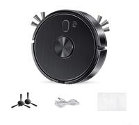 Feeshoppher Smart Robotic Vacuum Cleaner Automatic Floor Sweeping and Mopping Machine with Rechargeable Battery Self Charging Docking Station and Intelligent Navigation Sensors for Effic(black)
