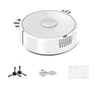 Feeshoppher Smart Robotic Vacuum Cleaner Automatic Floor Sweeping and Mopping Machine with Rechargeable Battery Self Charging Docking Station and Intelligent Navigation Sensors for Effic(White)