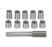 Feeshoppher Spark Plu-g Thread Repairs Kit 11Pcs Spark Repair Threads Hole Repair Tool M10x1.25 Metal Thread Hole Repairs Tools with Stainless Steel Inserts and High Speed Steel Tap for Generators