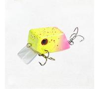 Feeshoppher Square Bill Suspending Minnow Lure 4.2cm 7.2g with Rattle Noise, Tight Wobble Action and Reinforced Treble Hooks for Bass Perch Trout Freshwater Fishing(Mango Yellow Square)
