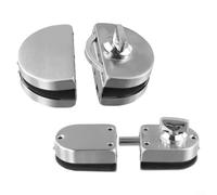 Feeshoppher Stainless Steel Glass Double Door Lock Set with Push Pull Side Lock and Floor Bolt, Sleek Modern Clamping Design Fits 10-13mm Thick Panels for Home Office Storefront Sec