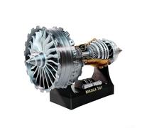 Feeshoppher Turbofan Engine Model Aircraft Educational Miniature Display With LED Light USB Powered Mechanical Teaching Toy Dual Flow Turbojet Replica Silver Black