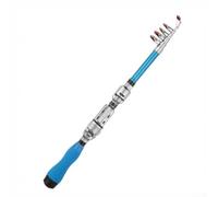 Feeshoppher Ultra-Short Telescopic Fishing Rod, 5 Sections Collapses to 31cm, Portable Fiberglass Pole with Sensitive Soft Tip for Boat Rock Surf Casting, 1.5m/1.7m/1.9m/2.1m(Blue-2.1m)