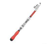 Feeshoppher Ultra-Short Telescopic Fishing Rod, 5 Sections Collapses to 31cm, Portable Fiberglass Pole with Sensitive Soft Tip for Boat Rock Surf Casting, 1.5m/1.7m/1.9m/2.1m(Red-1.7m)