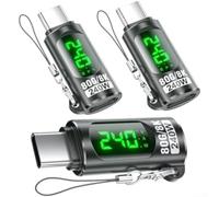 Feeshoppher USB-C Power Meter Tester with LED Digital Display for Voltage, Current and Wattage, 240W Fast Charging and 80Gbps Data Transfer Speed, Compact Portable Design in Black,