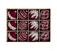 Feeshoppher Velvet Diamond Christmas Ball - Flocked Velvet Diamond Sequin Ball for Christmas Tree & Wreath Ornaments (Wine Red)